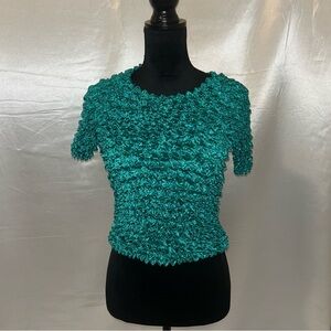 Elegant FC Vintage 90s Teal Turquoise Popcorn Top One Size Fits All